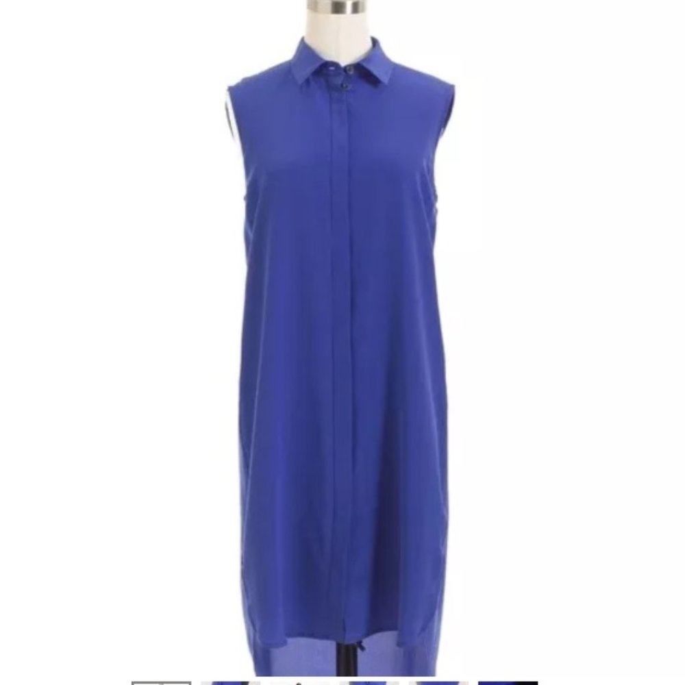 NEW J CREW Silk Sleeveless Dress Size S Ret $128 Iris B2371 Blue Tunic Button Up